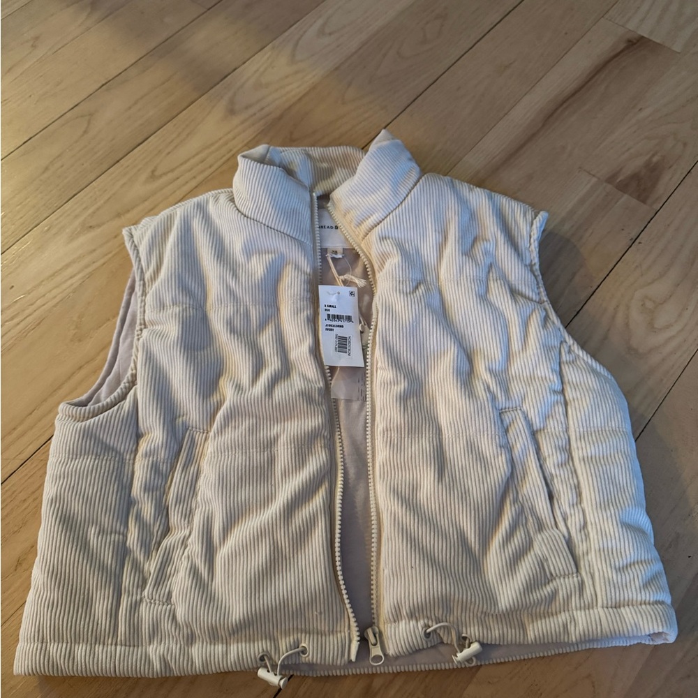 Cream Crop Corduroy Puffer Vest